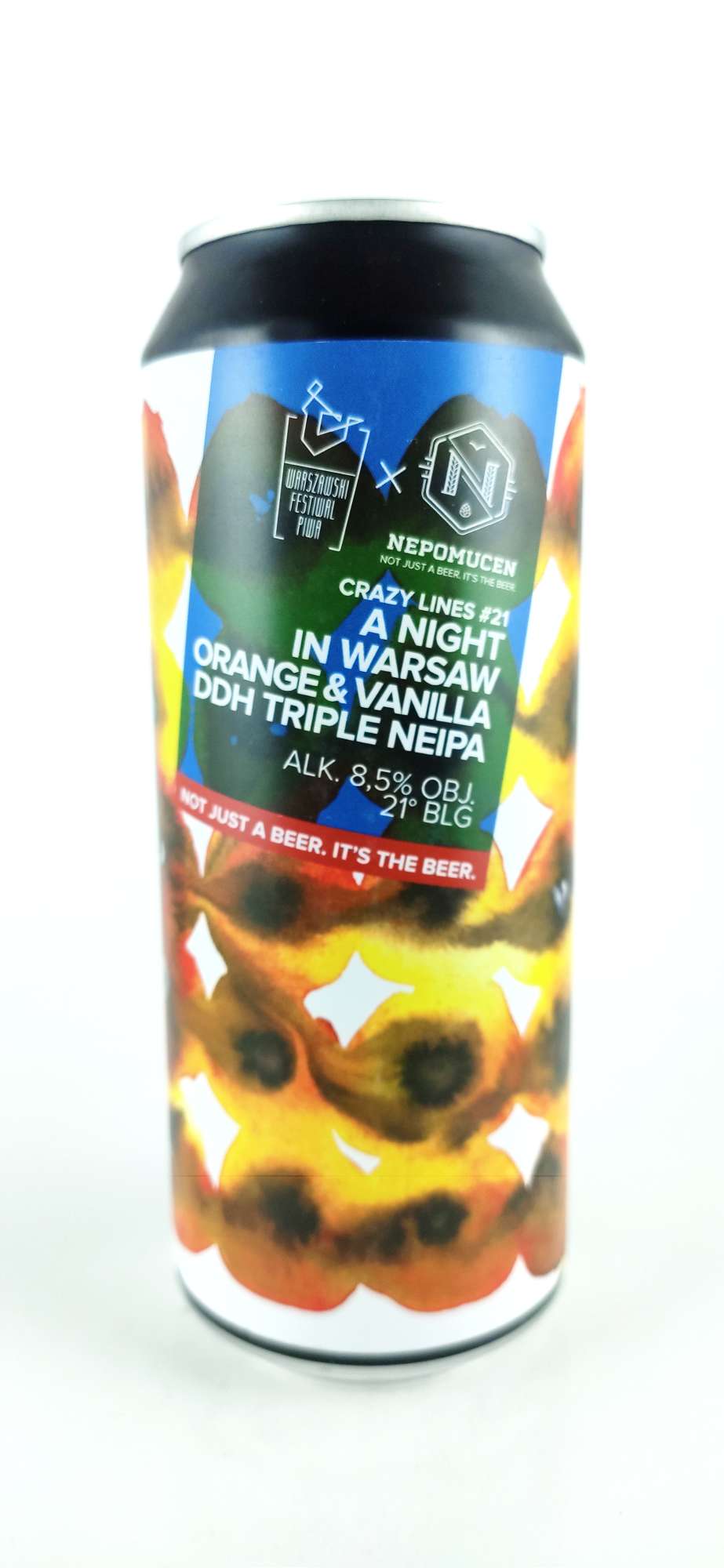Nepomucen Crazy Lines# 21 A night in Warsaw Orange, vanilla DDH Triple NEIPA 21°